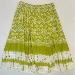 Style & Co 0X Summer Chartreuse Green Boho Tie Dye Cotton Tropical Maxi Skirt